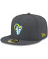 ფოტო #5 პროდუქტის Men's Graphite Los Angeles Rams Alternate Logo Storm II 59FIFTY Fitted Hat
