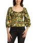 ფოტო #1 პროდუქტის Juniors' Printed Satin Shirred-Bust Sweetheart Top