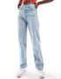 Levi's ribcage high rise straight ankle length performance cool denim jeans in light blue