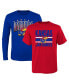 ფოტო #1 პროდუქტის Preschool Boys and Girls Royal, Red Kansas Jayhawks Fan Wave Short and Long Sleeve T-shirt Combo Pack