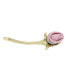 ფოტო #1 პროდუქტის Gold-Tone Pink Long Stem Genuine Porcelain Rose Pin