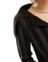 Фото #4 товара Reclaimed Vintage plated rib knit jumper with large collar in black