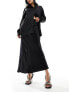 Pimkie satin maxi skirt co-ord in black jacquard