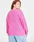 Фото #3 товара Plus Size Crewneck Spring Cotton-Blend Cable-Knit Sweater, Created for Macy's