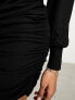 Vila stretch wrap bodycon mini dress in black