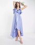 TFNC Bridesmaid off shoulder ruffle sleeve maxi dress in powder blue