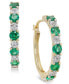 ფოტო #2 პროდუქტის Emerald (3/4 ct. t.w.) and Diamond Accent Hoop Earrings in 14k Gold (Also Sapphire and Ruby)