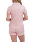 Women's Short Sleeve Notch Collar Top and Shorts 2 Piece Pajama Set