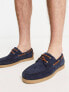 Фото #3 товара ASOS DESIGN boat shoes in navy suede with natural sole