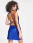 Фото #4 товара ASYOU cowl neck mini satin dress in cobalt blue