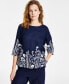 Фото #1 товара Plus Size 100% Linen Embroidered Top, Created for Macy's