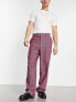 Фото #4 товара ASOS DESIGN smart wide wool mix trousers in burgundy puppytooth