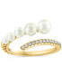 ფოტო #3 პროდუქტის EFFY® Cultured Freshwater Pearl (2-1/2 - 4-1/2mm) & Diamond (1/10 ct. t.w.) Bypass Ring in 14k Gold