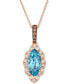 Blue Topaz (1-3/4 ct. t.w.) & Diamond (3/8 ct. t.w.) Marquise Halo Pendant Necklace in 14k Rose Gold, 18" + 2" extender