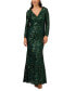 Women's Sequined Lace V-Neck Gown