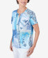 ფოტო #3 პროდუქტის Women's Patchwork Hearts Split Neck Tee