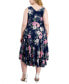 Фото #2 товара Plus Size Floral-Print Cowl-Neck Dress