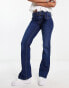 Фото #2 товара Pimkie high waisted belted flared jeans in dark blue