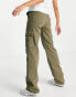 Фото #4 товара Stradivarius straight leg cargo trouser in khaki