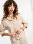 ONLY cheesecloth button down shirt co-ord in beige