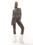 Threadbare Ski base layer top and leggings set in allover leopard print