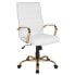Фото #4 товара High Back White Leather Executive Swivel Chair With Gold Frame And Arms