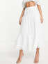Фото #4 товара French Connection cotton tiered maxi skirt in white embroidery - WHITE