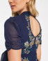 Фото #4 товара Hope & Ivy Maternity embroidered open back midi dress in navy