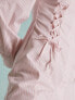 Фото #3 товара Miss Selfridge poplin lace up mini shirt dress in pink stripe