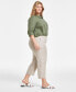 Фото #4 товара Plus Size 100% Linen Cropped Pants, Created for Macy's