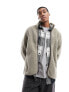 Abercrombie & Fitch double zip sherpa borg jacket in brown