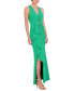 Women's V-Neck Cascading-Ruffle Side-Slit Gown