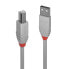 Lindy 5m USB 2.0 Type A to B Cable - Anthra Line - grey - 5 m - USB A - USB B - USB 2.0 - 480 Mbit/s - Grey