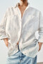 Фото #3 товара Рубашка из смесового льна в полоску с блестящей нитью ZARA