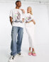 COLLUSION Unisex oversized t-shirt with bunny print in white