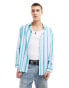 COLLUSION Unisex poplin oversized long sleeve shirt in blue stripe