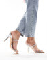 Glamorous Wide Fit two strap mule heeled sandals in silver