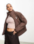 Karl Kani OG puffer jacket in brown with wavy zip detail