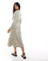 Vero Moda long sleeved maxi dress with seam detail in stone