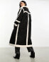 Фото #4 товара Object borg panelled suedette maxi coat in black