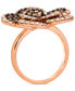 ფოტო #2 პროდუქტის Chocolate Diamond & Nude Diamond Flower Statement Ring (2-3/8 ct. t.w.) in 14k Rose Gold
