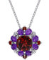 Фото #1 товара Macy's rhodolite Garnet (3-1/4 ct. t.w.) & Amethyst (1-1/8 ct. t.w.) Cluster 18" Pendant Necklace in Sterling Silver