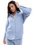 Фото #1 товара Threadbare co-ord blue and white stripe linen look shirt