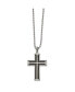 ფოტო #1 პროდუქტის Black IP-plated Laser Cut Cross Pendant Ball Chain Necklace