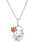 ფოტო #1 პროდუქტის White Opal (7x5mm) Rose Pendant 18" Necklace in Sterling Silver with 12k Rose and Green Gold