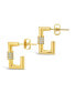 ფოტო #4 პროდუქტის Square Cubic Zirconia Carabiner Clip Huggie Hoop Earrings