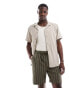 ONLY & SONS pull on linen mix short in khaki stripe