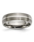 ფოტო #1 პროდუქტის Titanium Brushed with Sterling Silver Inlay Wedding Band Ring