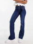 Фото #1 товара Pimkie high waisted belted flared jeans in dark blue