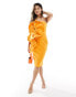 Lavish Alice rossette detail midi dress in sweet mandarin